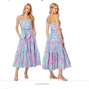 Lilly Pulitzer Edith Midi Dress in Multi Sea Turtle Soiree. SIZE 6.
